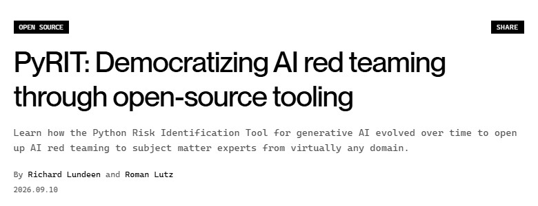 The Command Line article title "PyRIT: Democratizing AI red teaming through open-source tooling" and its byline.